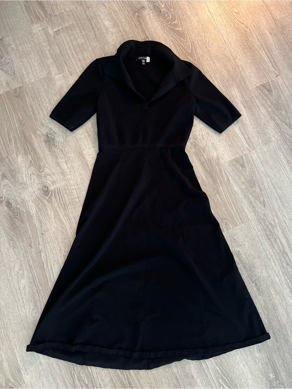 Classic Black Collared Midi Dress